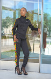 Afriyie Kente Print Tracksuit Set (Black)