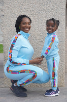 Afriyie Kente Print Tracksuit Set (Sky Blue)