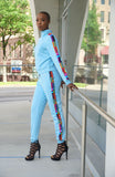 Afriyie Kente Print Tracksuit Set (Sky Blue)