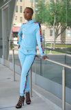 Afriyie Kente Print Tracksuit Set (Sky Blue)