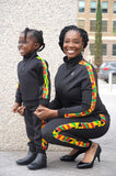 Afriyie Kente Print Tracksuit Set (Black)