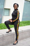 Afriyie Kente Print Tracksuit Set (Black)