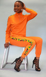 Afriyie Kente Print Tracksuit Set (Orange)