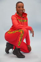 Ahenni Kente Print Tracksuit Set (Rose Red)