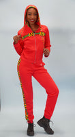 Ahenni Kente Print Tracksuit Set (Rose Red)