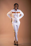 Ahenni Kente Print Tracksuit Set (White)