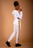 Ahenni Kente Print Tracksuit Set (White)