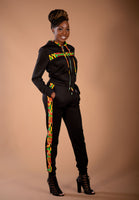 Ahenni Kente Print Tracksuit Set (Black)