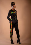 Ahenni Kente Print Tracksuit Set (Black)