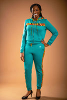 Ahenni Kente Print Tracksuit Set (Sea Green)