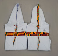 Ahenni Kente Print Tracksuit Set (White)