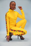 Afriyie Kente Print Tracksuit Set (Yellow)